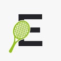 Letter E Padel Tennis Logo. Padel Racket Logo Design. Beach Table Tennis Club Symbol