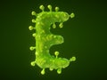 Letter E shaped virus or bacteria cell. 3D illustration