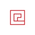 letter e square arrow line geometric logo vector