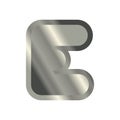 Letter E steel font. Metal alphabet sign. Iron ABC symbol. chromium lettering. Silver typography Royalty Free Stock Photo