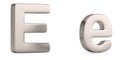 Letter e from steel solid alphabet isolated on white background. 3D illustration Royalty Free Stock Photo