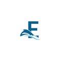 Letter E with stingray icon logo template illustration