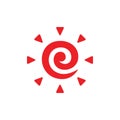 Letter e sun shine spiral shape logo vector Royalty Free Stock Photo