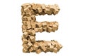 Letter E from wooden boxes. 3D rendering Royalty Free Stock Photo