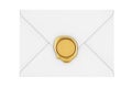 Letter Envelope with Golden Wax Seal. 3d Rendering Royalty Free Stock Photo