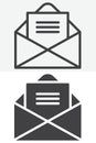 Letter in envelope line and solid vector icon set Royalty Free Stock Photo