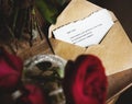 Letter Envelope Note Message with Roses Flower