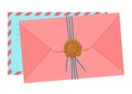 Letter in envelope. Romantic correspondence with decor.