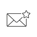 Letter envelope with star icon- editable stroke Royalty Free Stock Photo