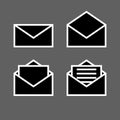 Letter envelope symbols icons signs logos simple black and white colored set Royalty Free Stock Photo