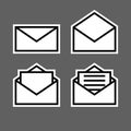 Letter envelope symbols icons signs logos simple black and white colored set with a white outline Royalty Free Stock Photo