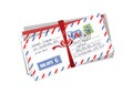 Letter envelope to Santa Finland with red ribbon