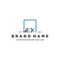 letter EX square logo finance design vector