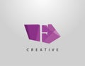 Letter F Abstract Gem Stone Logo. Creative F letter design with polygonal purple color on abstract stone shapes