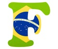 Letter F of the alphabet - Flag of Brazil. White background