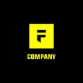 Letter F Alphabetic Logo Design Template, Yellow, Box, Rectangle, Square Logo Concept