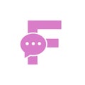 Letter F Chat Communicate Logo Design Concept With Bubble Chat Symbol