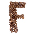 Letter F from coffee alphabet isolated on white Royalty Free Stock Photo
