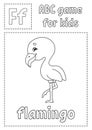 Letter F is for flamingo. ABC game for kids. Alphabet coloring page. Cartoon character. Word and letter. Vector illustration Royalty Free Stock Photo