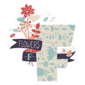 Letter F with flowers