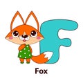 Letter F - fox. Alphabet with cute animals Royalty Free Stock Photo