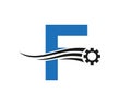 Letter F Gear Cogwheel Logo. Automotive Industrial Icon, Gear Logo, Car Repair Symbol