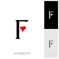 Letter F heart logo icon design template elements. Initial F with Love logo concepts - Vector Royalty Free Stock Photo