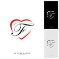 Letter F heart logo icon design template elements. Initial F with Love logo concepts - Vector Royalty Free Stock Photo