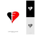 Letter F heart logo icon design template elements. Initial F with Love logo concepts - Vector Royalty Free Stock Photo