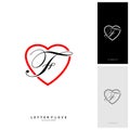 Letter F heart logo icon design template elements. Initial F with Love logo concepts - Vector Royalty Free Stock Photo