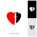 Letter F heart logo icon design template elements. Initial F with Love logo concepts - Vector