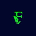 letter f leaf nature, eco green logo template vector isolated