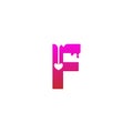 Letter F logo icon with melting love symbol design template Royalty Free Stock Photo