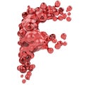 Letter F made of bubbly red glass