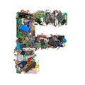 Letter F made of electronic components