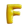 Letter F made of gold balloon. 3d rendering isolated on white background