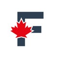 Letter F Maple Leaf Logo Template Symbol of Canada. Minimal Canadian Logo Business and Company Identity