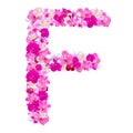 Letter F from orchid flowers isolated on white Royalty Free Stock Photo