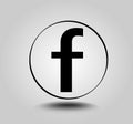 Letter F, round icon on light gray gradient background. Social media icon.