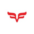 Letter f simple wings logo vector