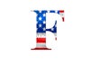 Letter F with stars and stripes US flag lettering font