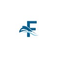 Letter F with stingray icon logo template illustration