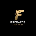 Letter F Tiger, Predator Logo Design Vector Royalty Free Stock Photo