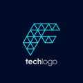 Letter F Triangle Polygon Tech Logo Royalty Free Stock Photo