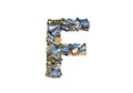 Letter F uppercase font shape alphabet collage made of my best l