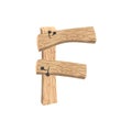 Letter F wood board font. plank and nails alphabet. Lettering of