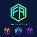 Letter FA logo of Polygon Shape. Unique and modern FA Alphabet Icon Monogram. Royalty Free Stock Photo
