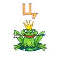 Letter for Fantasy Cyrillic Alphabet - Azbuka with cute frog the Queen