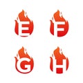 Letter flame for logo company. Letter E F G H logo flame template, fire logo initials Royalty Free Stock Photo