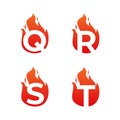 Letter flame for logo company. Letter Q R S T logo flame template, fire logo initials Royalty Free Stock Photo